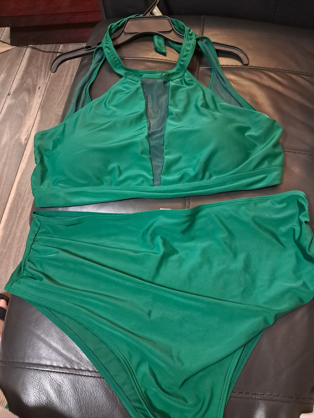 Women's High Neck Green Two-Piece Swim Set